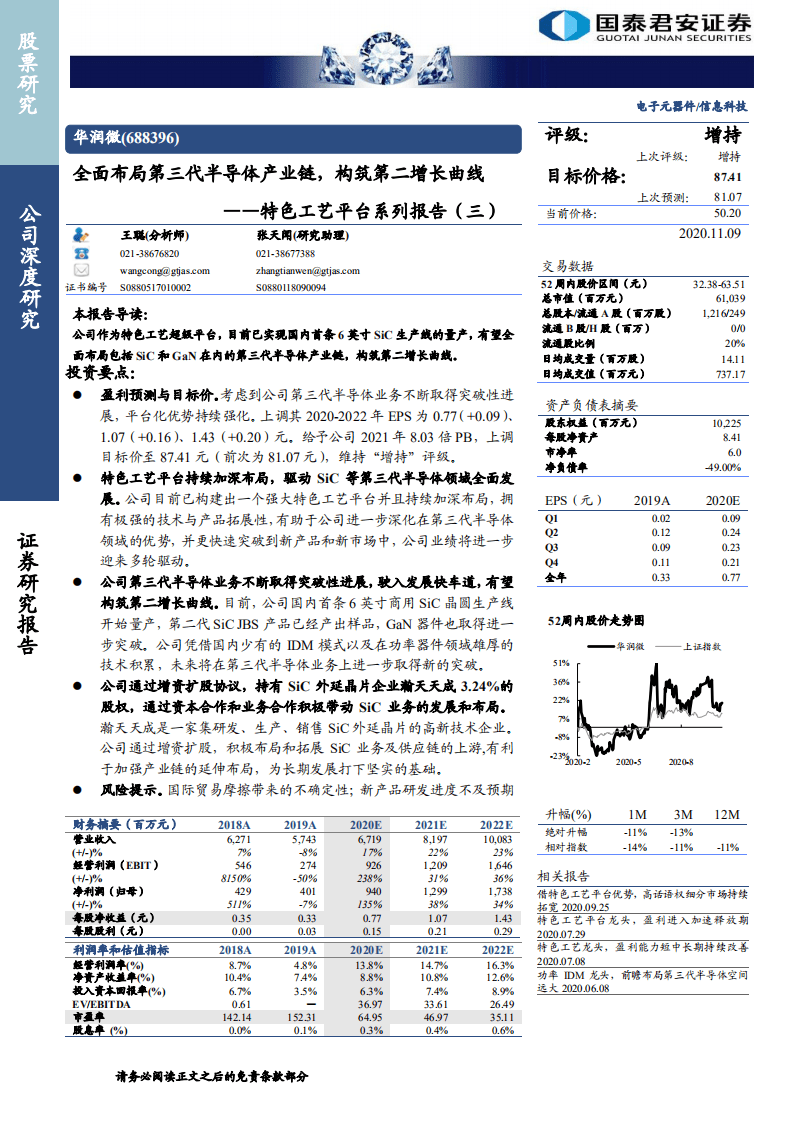 华润微-特色工艺平台系列报告（三）：全面布局第三代半导体产业链，构筑第二增长曲线-20201109.pdf 第1页
