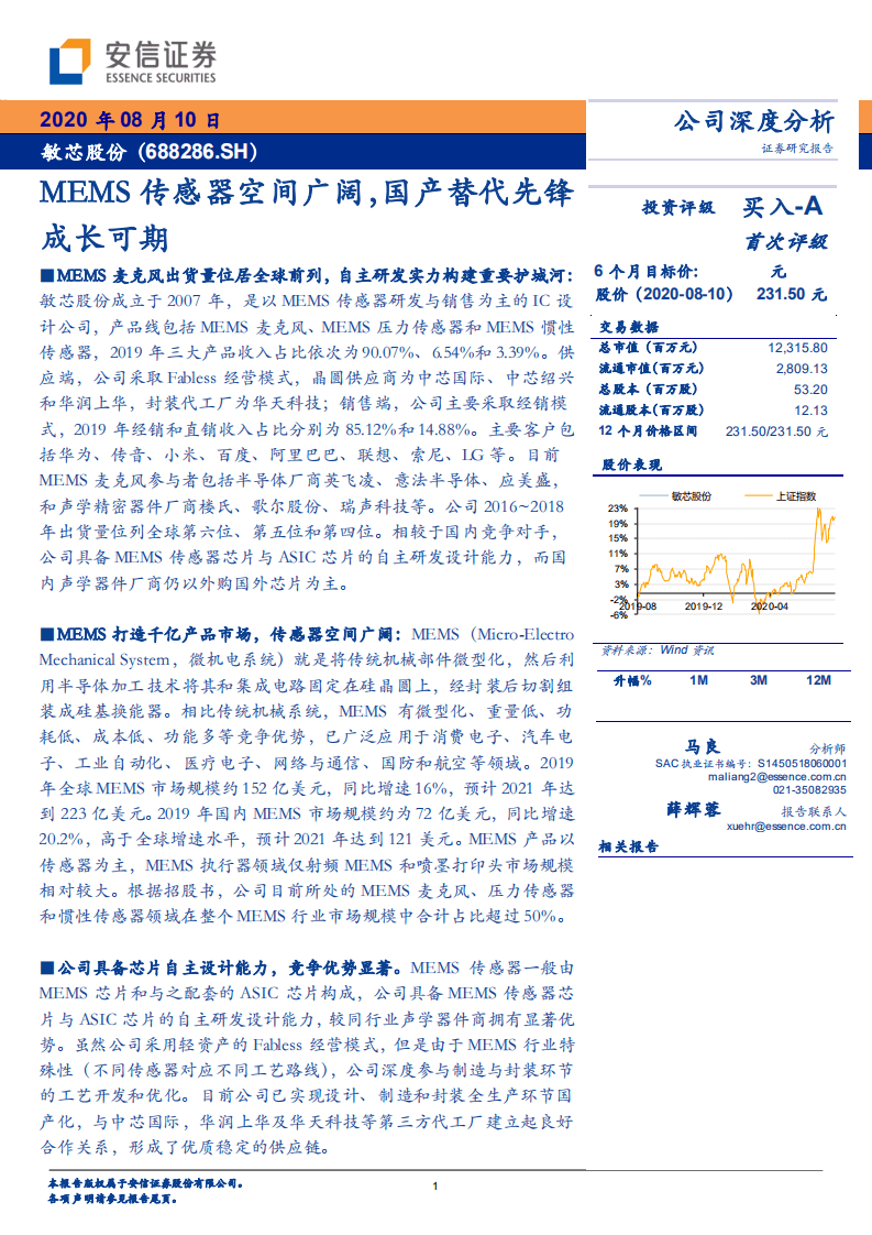敏芯股份-MEMS传感器空间广阔，国产替代先锋成长可期-20200810.pdf 第1页