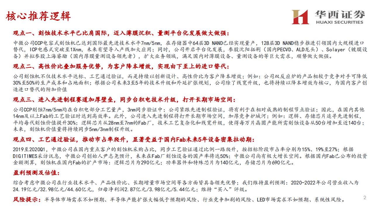 中微公司-走进&ldquo;芯&rdquo;时代系列深度之三十二&ldquo;中微公司&rdquo;：国内半导刻蚀巨头，迈内生&外延平台化-20200803.pdf 第2页