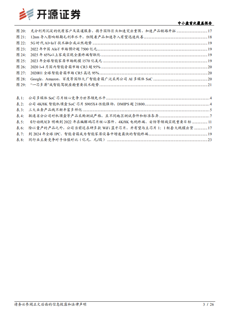 晶晨股份-中小盘首次覆盖报告：多媒体SoC芯片全球龙头，迎5G时代&ldquo;芯&rdquo;机遇-20201031.pdf 第3页