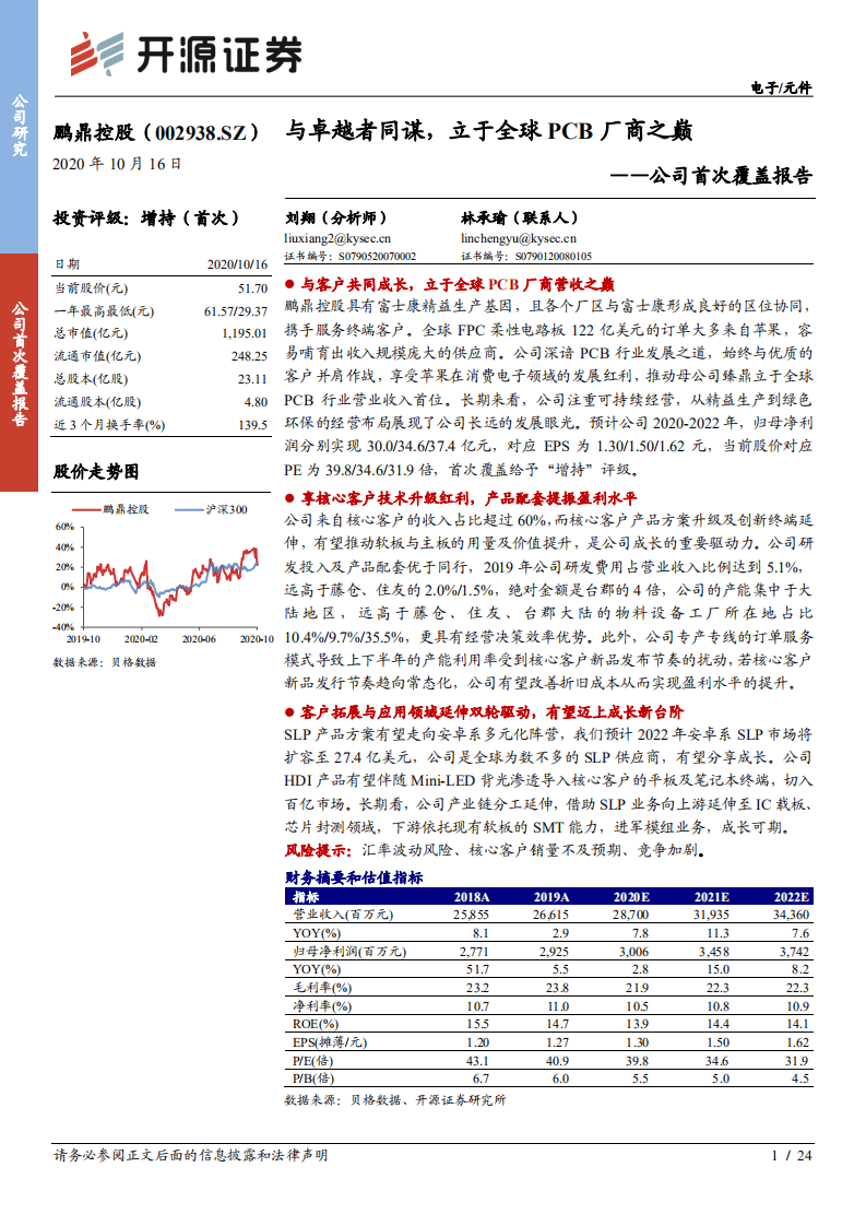 鹏鼎控股-公司首次覆盖报告：与卓越者同谋，立于全球PCB厂商之巅-20201016.pdf 第1页