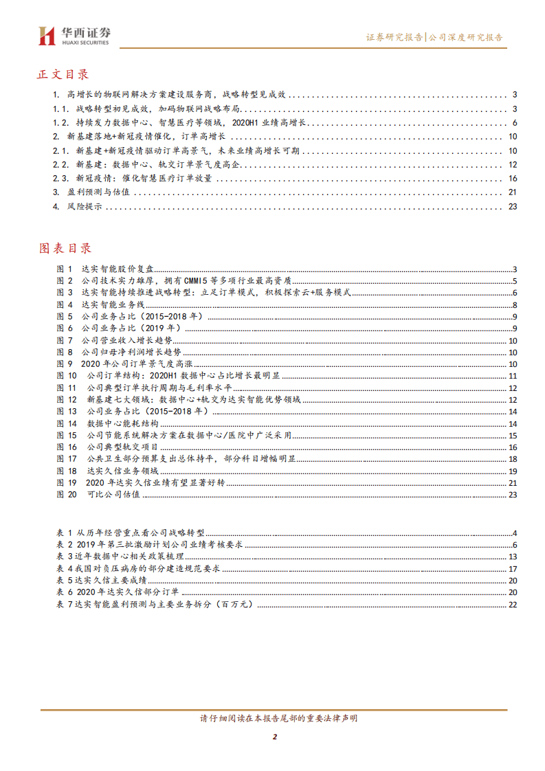 达实智能-2021E 18xPE的物联网方案建设服务商，订单高景气-20201013.pdf 第2页