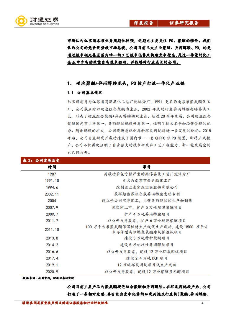 红宝丽-三大主业均有亮点，PO一体化龙头蓄势待发-20200914.pdf 第4页