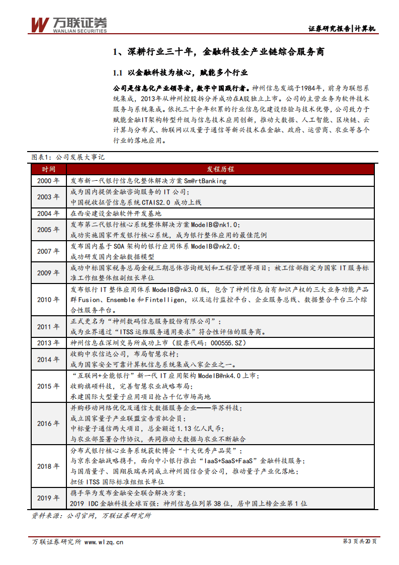 神州信息-首次覆盖报告：领先的金融科技全产业链综合服务商-200731.pdf 第3页
