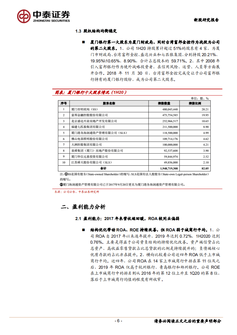 厦门银行-新股报告：结构优化带动盈利提升，资产质量总体优异-20200912.pdf 第6页