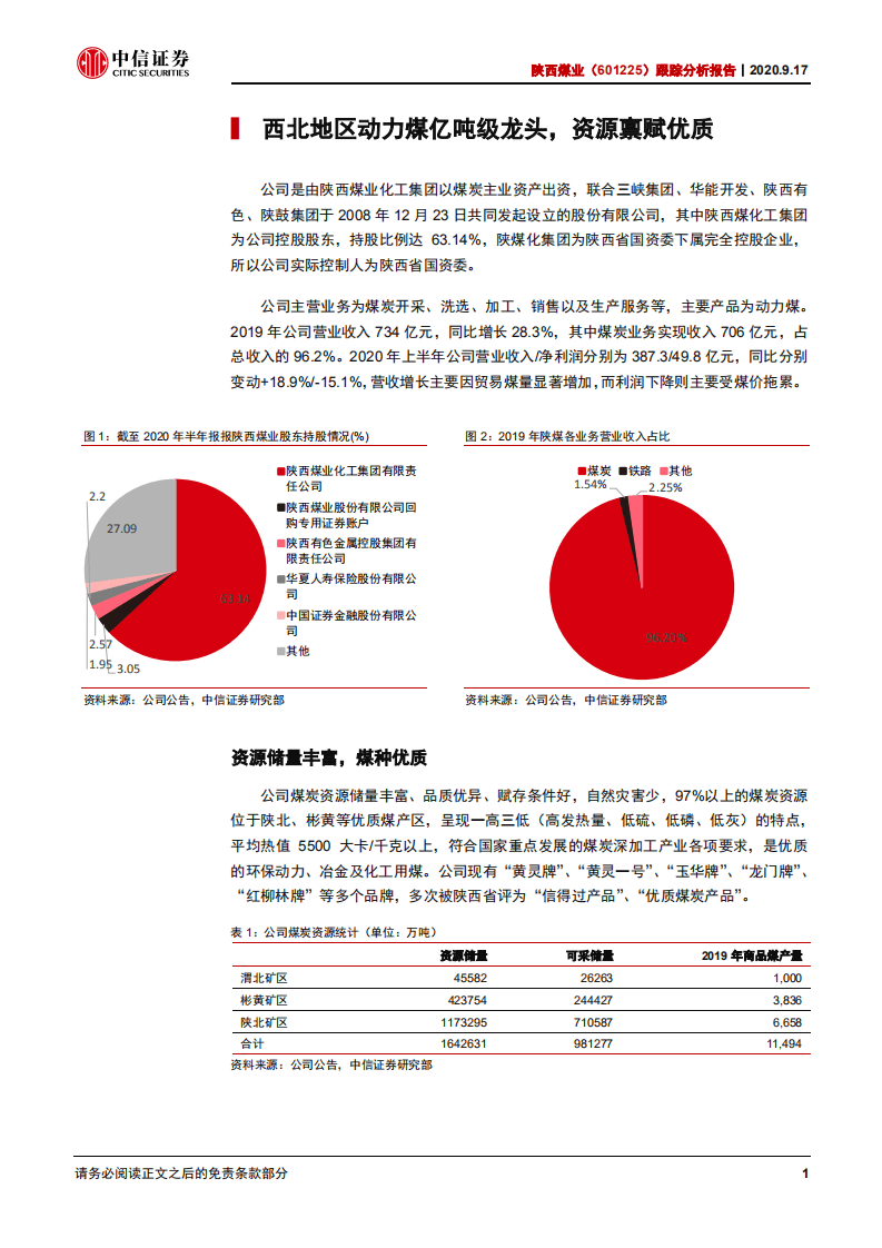 陕西煤业-跟踪分析报告：盈利恢复叠加投资收益，有望再度催化股价-20200917.pdf 第5页