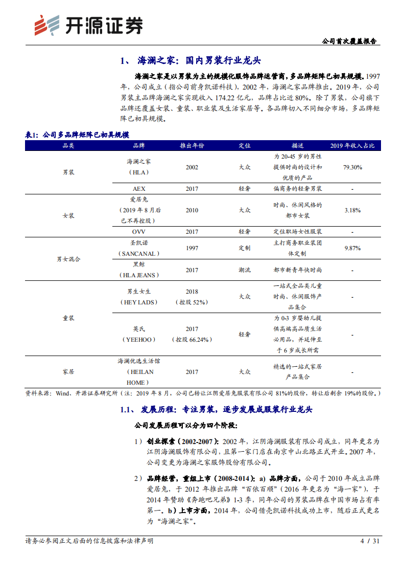 海澜之家-公司首次覆盖报告：线上渠道与新老品牌联动发力，服装龙头再起航-20201012.pdf 第4页