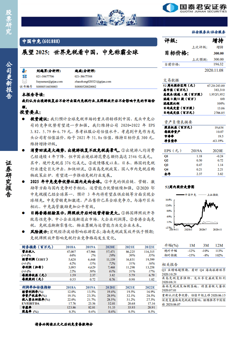 中国中免-展望2025：世界免税看中国，中免称霸全球-20201108.pdf 第1页