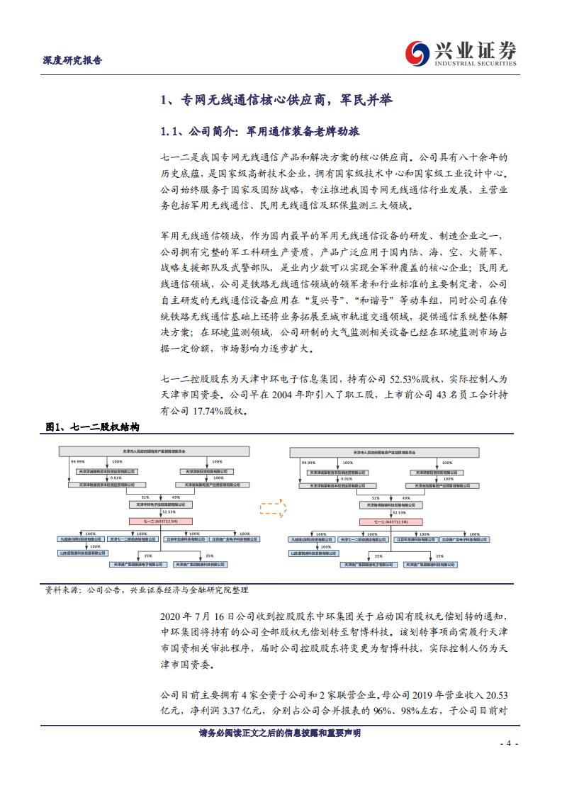 七一二-军用无线通信装备核心供应商，老牌劲旅混改助力焕发新动能-20200804.pdf 第4页