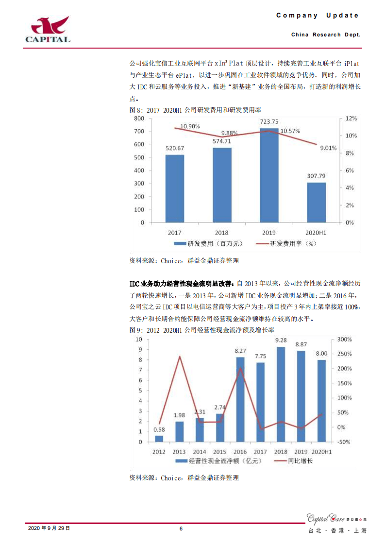 宝信软件-工业信息化和IDC双轮驱动，业绩实现稳健增长-20200929.pdf 第6页