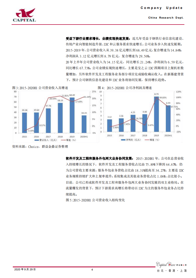 宝信软件-工业信息化和IDC双轮驱动，业绩实现稳健增长-20200929.pdf 第4页
