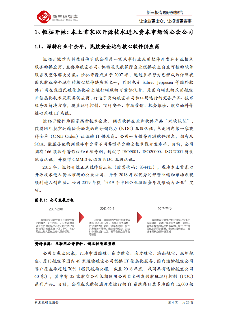 恒拓开源-精选层企业专题报告（十七）：民航业安全运行核心软件供应商-20200820.pdf 第4页
