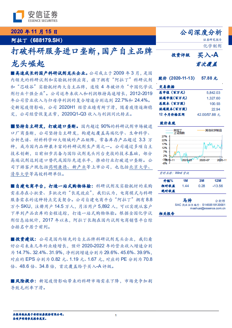 阿拉丁-打破科研服务进口垄断，国产自主品牌龙头崛起-20201115.pdf 第1页