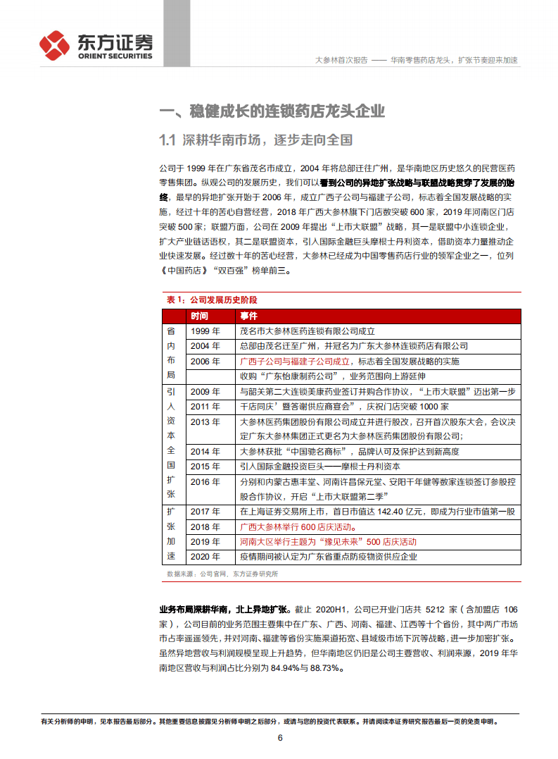 大参林-华南零售药店龙头，扩张节奏迎来加速-20201012.pdf 第6页
