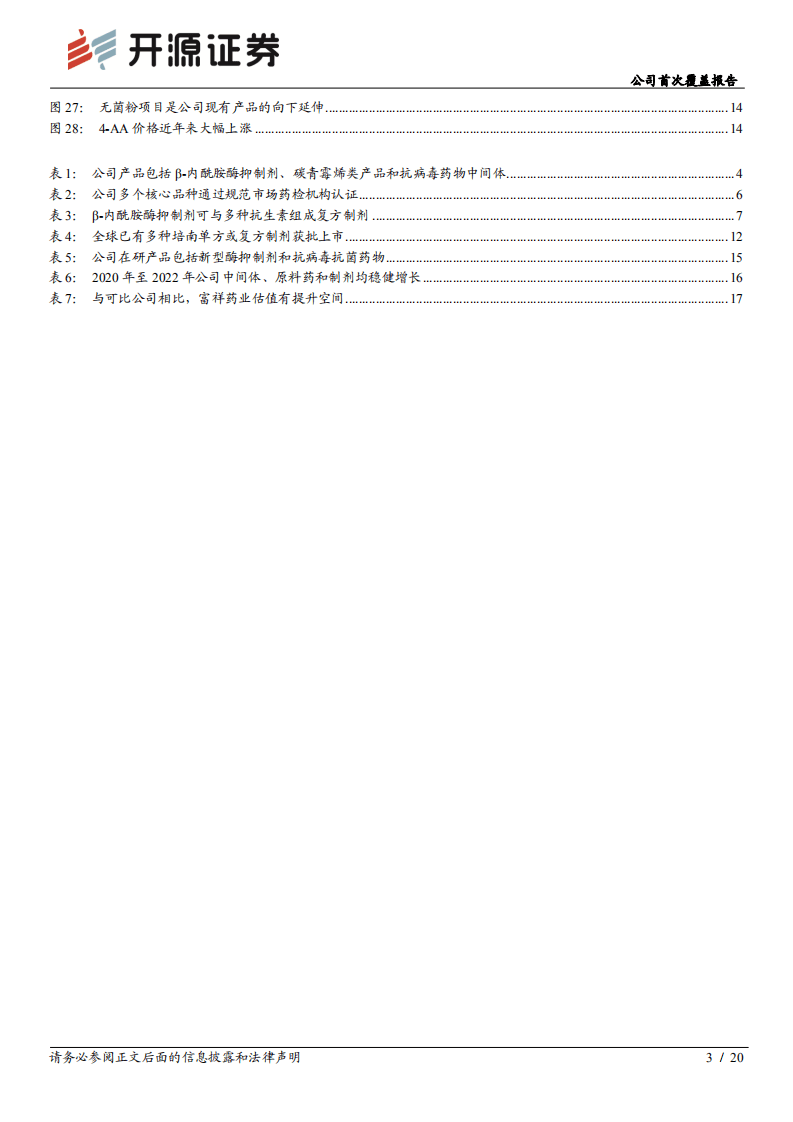 富祥药业-公司首次覆盖报告：&beta;~内酰胺酶抑制剂龙头企业，业务拓展增添新的成长动能-20200806.pdf 第3页
