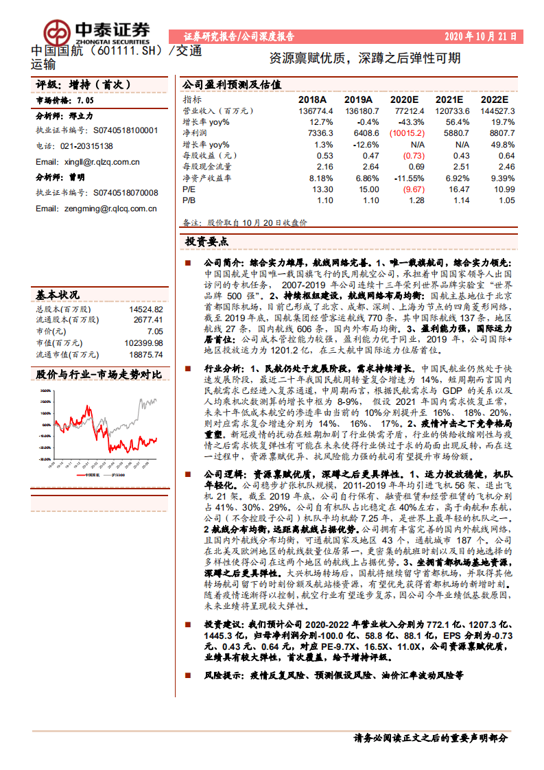 中国国航-资源禀赋优质，深蹲之后弹性可期-20201021.pdf 第1页