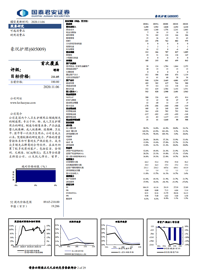 豪悦护理-首次覆盖报告：个护领先制造商，产品研发多元渠道助力国牌崛起-20201107.pdf 第2页