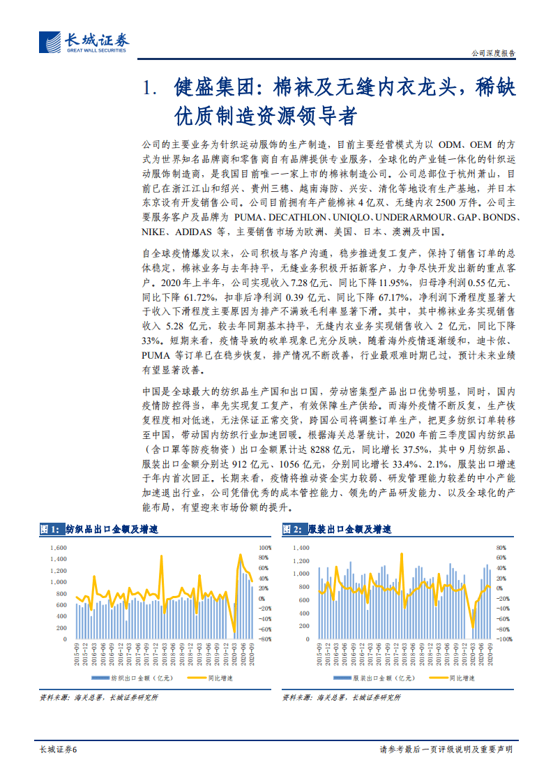 健盛集团-公司深度报告：优质针织服饰服务商，中国制造实力凸显-20201014.pdf 第6页