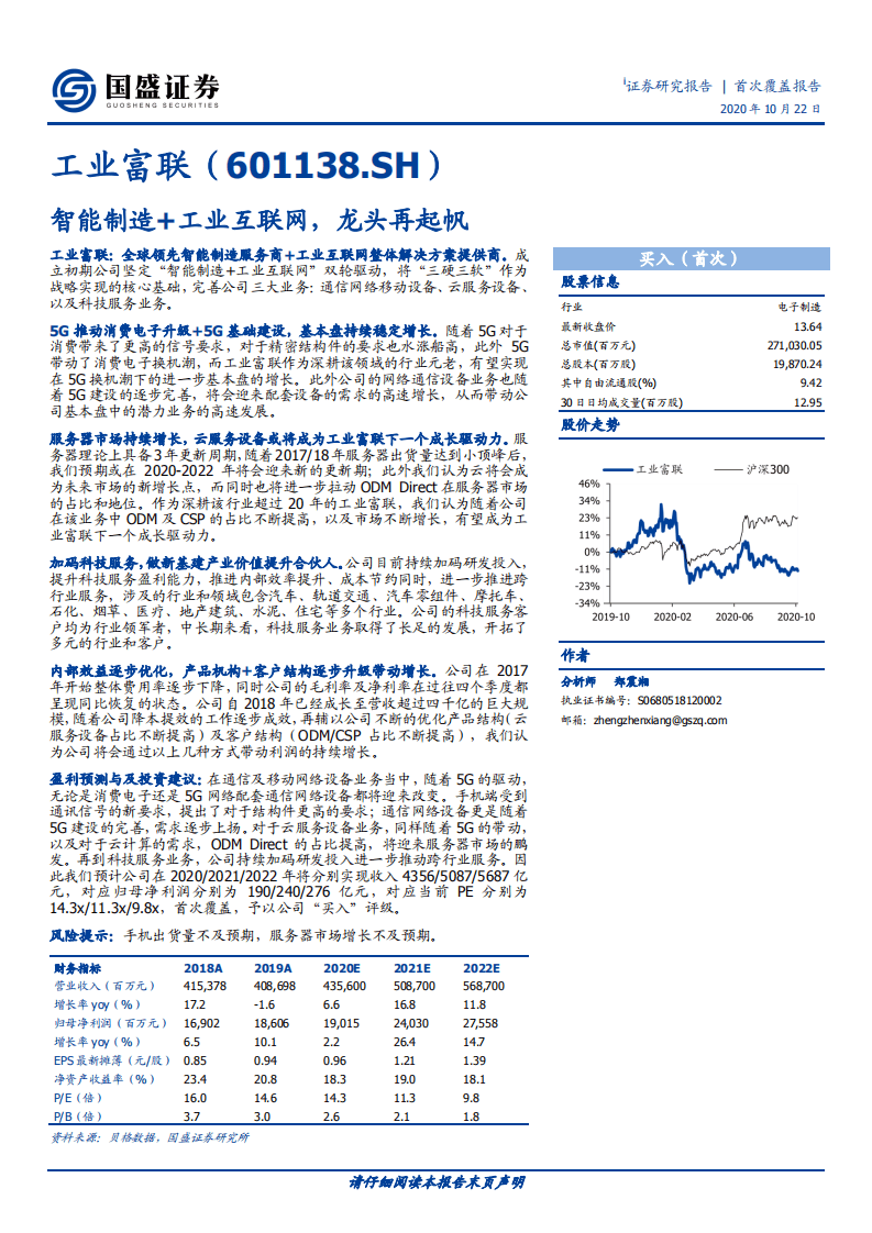 工业富联-智能制造+工业互联网，龙头再起帆-20201022.pdf 第1页