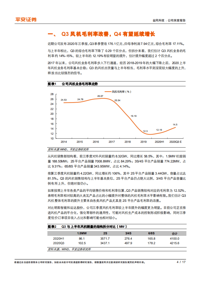 金风科技-Q3风机毛利率改善，开启盈利水平上升周期-20201110.pdf 第4页