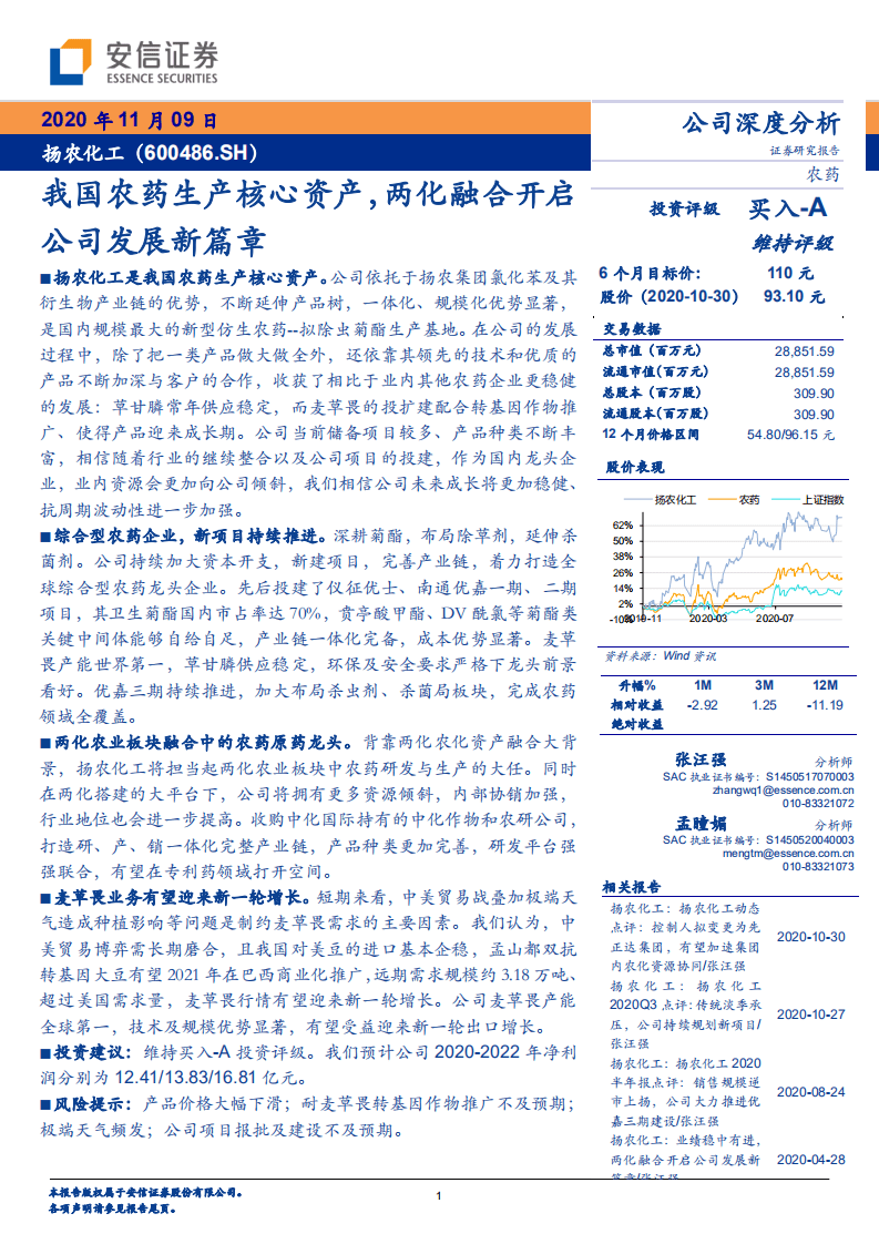扬农化工-我国农药生产核心资产，两化融合开启公司发展新篇章-20201109.pdf 第1页