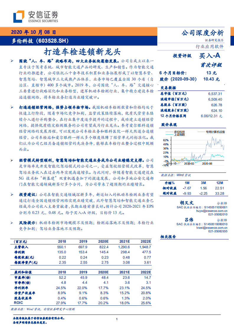 多伦科技-打造车检连锁新龙头-20201008.pdf 第1页