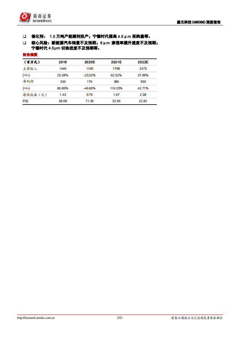 嘉元科技-6&mu;m 锂电铜箔龙头，拥抱宁德时代开启 4.5&mu;m 时代-20201016.pdf 第2页