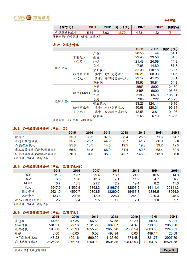 隆基股份-中报业绩超预期，硅片坚决扩产，组件战略迎来丰收-20200827.pdf 第5页