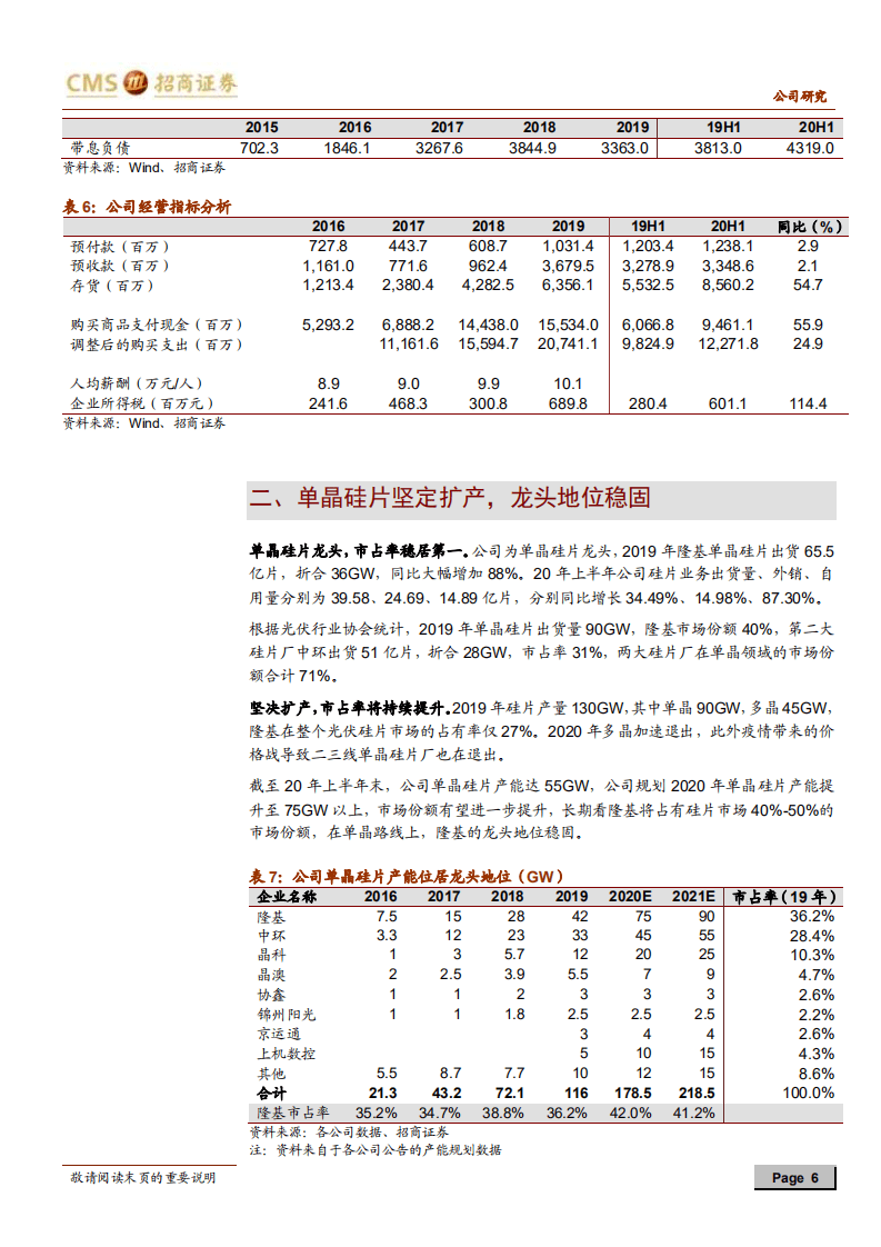 隆基股份-中报业绩超预期，硅片坚决扩产，组件战略迎来丰收-20200827.pdf 第6页
