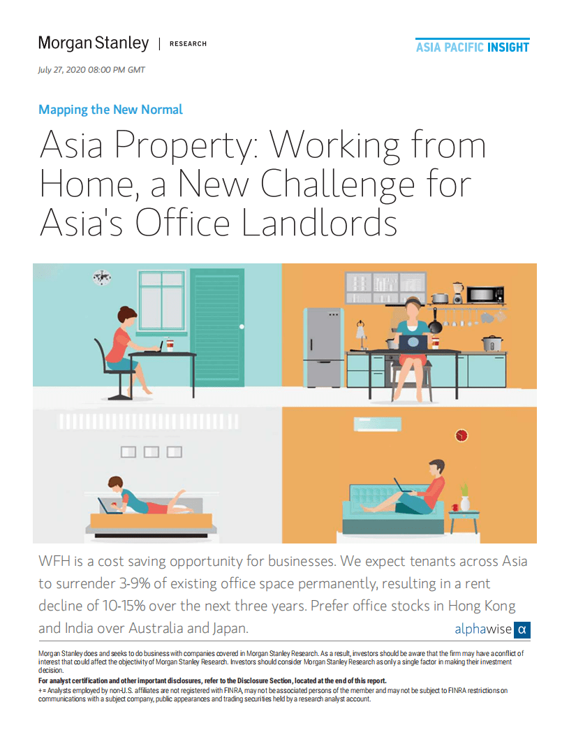 摩根士丹利：亚太地区-房地产行业-亚洲地产业：在家办公是一个新的挑战（英文版）.pdf 第1页