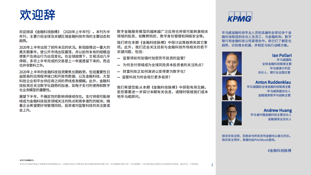 毕马威：金融科技脉搏 2020年上半年.pdf 第2页