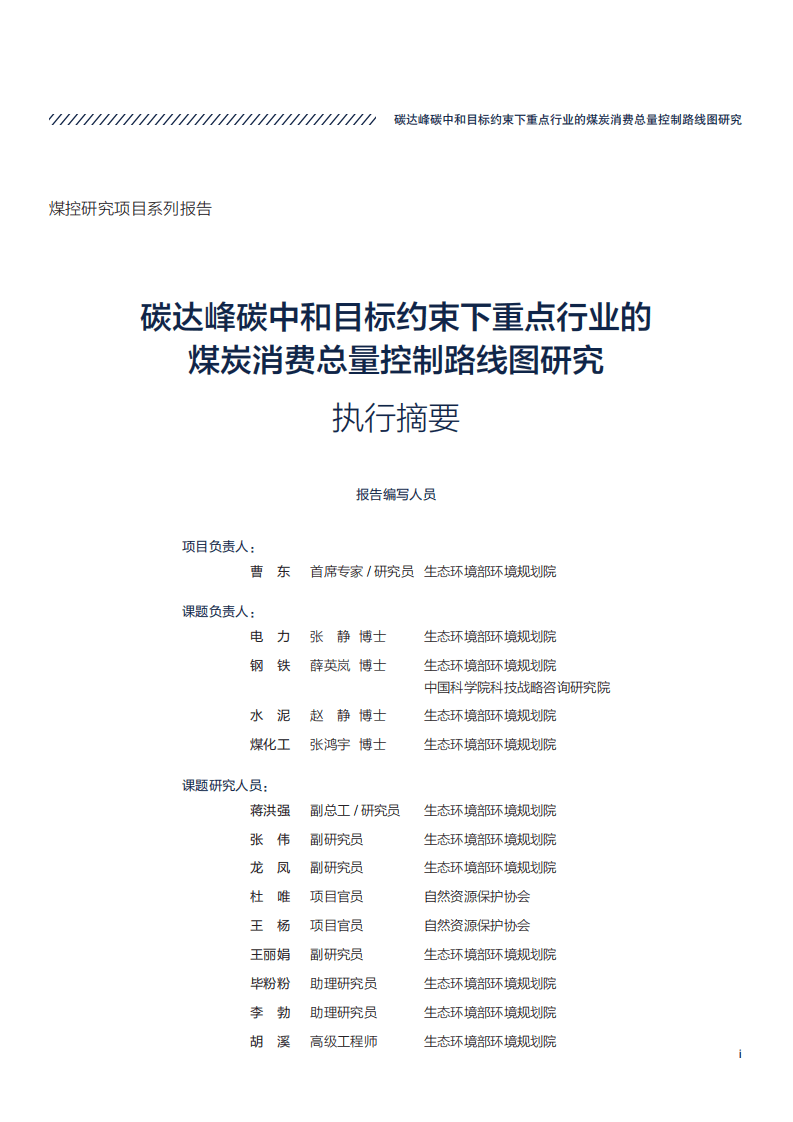 自然资源保护协会：碳达峰碳中和目标约束下重点行业的煤炭消费总量控制路线图研究.pdf 第3页