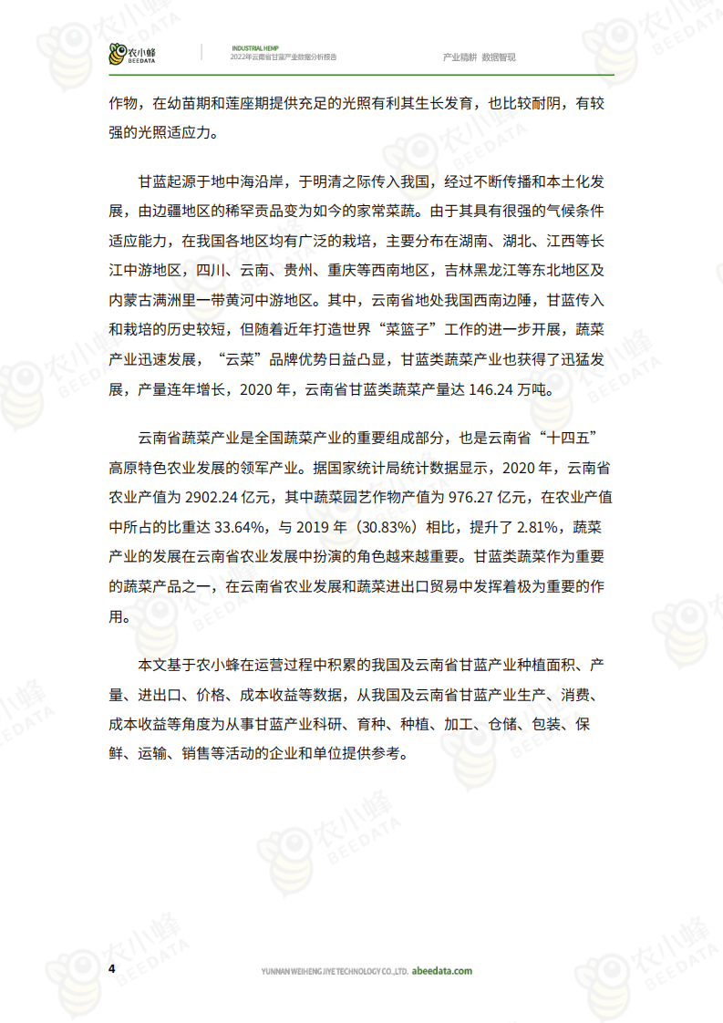 农小蜂：2022年云南省甘蓝产业数据分析报告.pdf 第5页