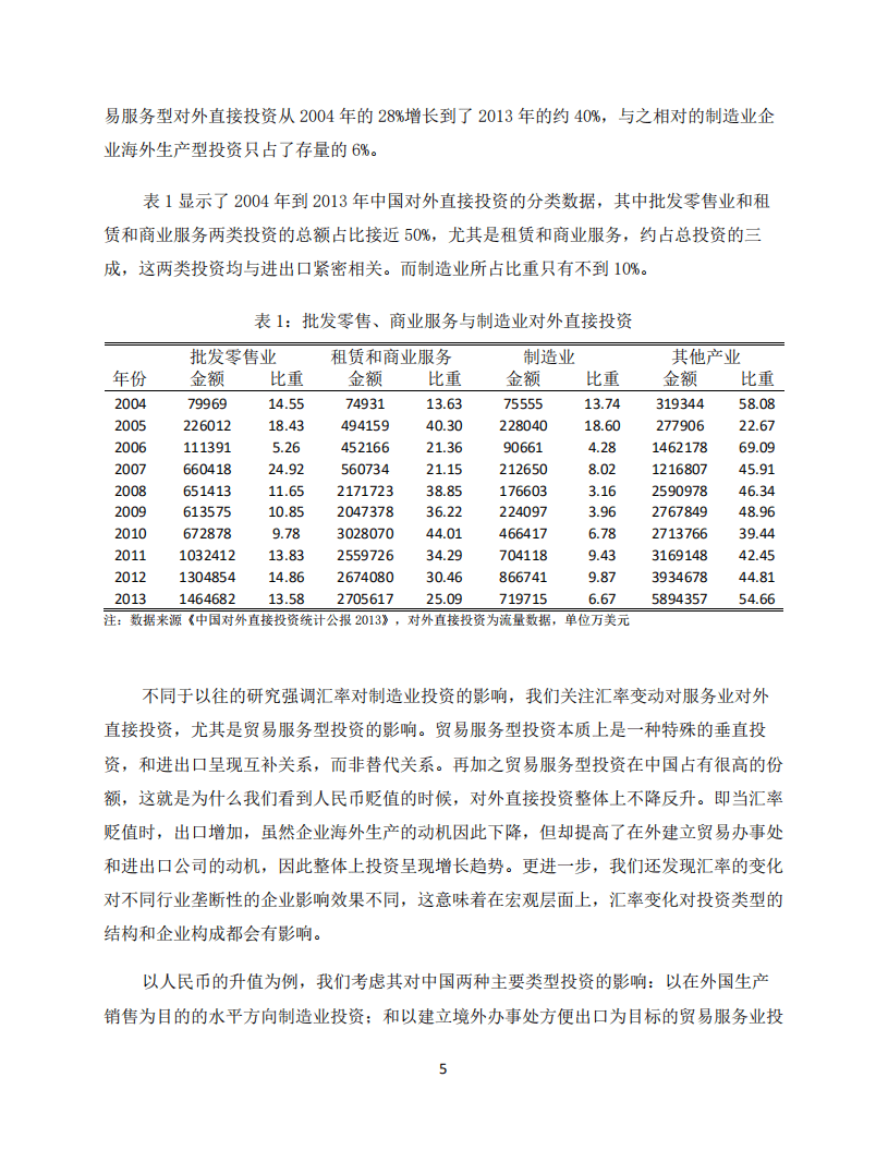 北京大学中国经济研究中心：人民币汇率与中国企业对外直接投资：贸易服务型投资视角.pdf 第6页