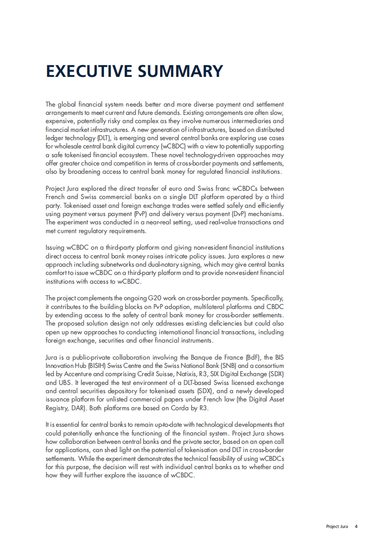 BIS：创新中心-Jura项目进展报告 - 使用批发CBDC 的跨境结算.pdf 第4页