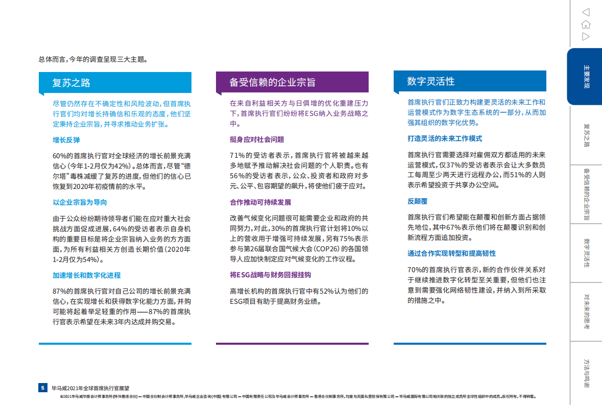 毕马威：2021年全球首席执行官展望-与时俱进、以人为本、宗旨引领.pdf 第5页