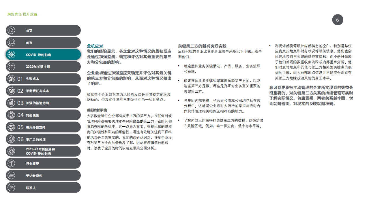 德勤：合作伙伴风险管理（EERM）2020全球调查报告：肩负责任，提升效益，达至理想平衡.pdf 第6页