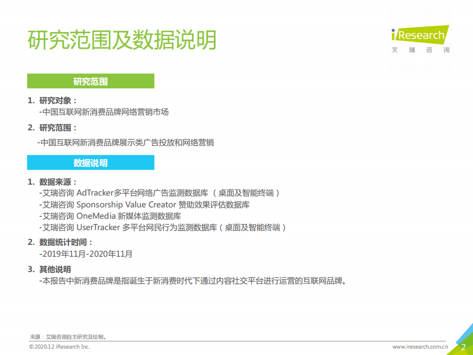 艾瑞咨询：2020年中国网络营销投放监测系列报告-新消费品牌.pdf 第2页