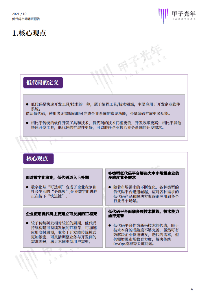 甲子光年：重塑开发，助力企业实现数字化转型 ——低代码市场调研报告（2021）.pdf 第4页