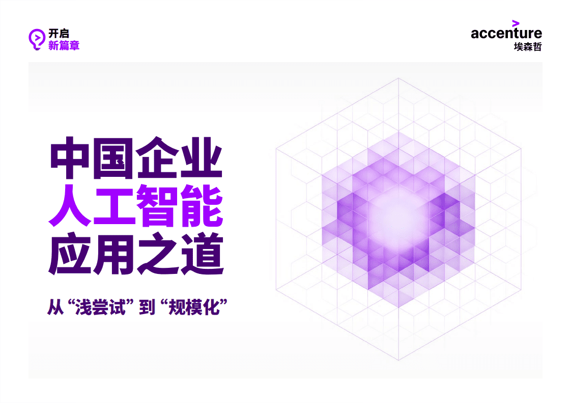 埃森哲：中国企业人工智能应用之道，从&ldquo;浅尝试&rdquo;到&ldquo;规模化&rdquo;.pdf 第1页