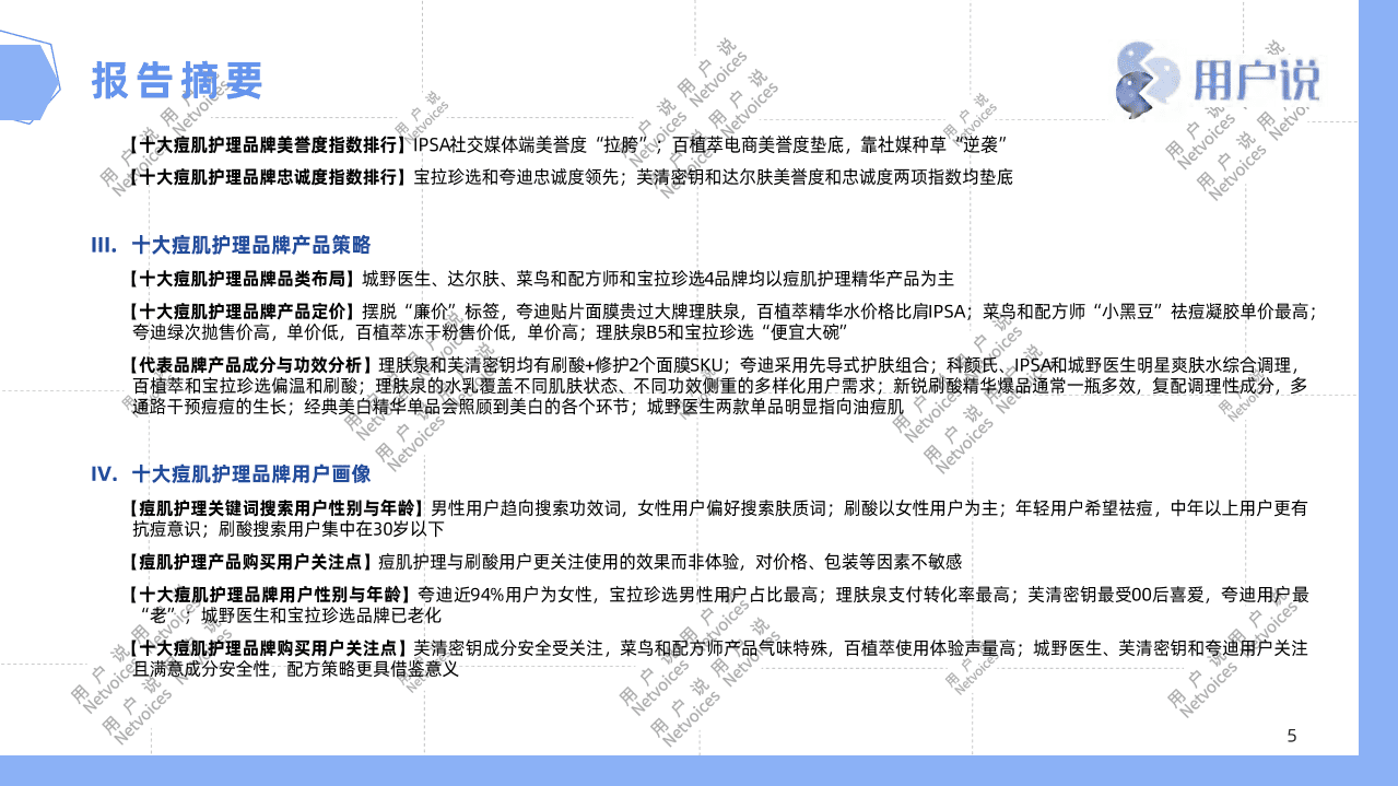 用户说：2021十大痘肌护理品牌价值分析报告.pdf 第3页