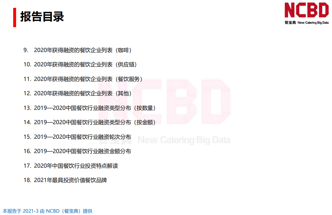 NCBD：2020-2021年中国餐饮行业投融资分析报告.pdf 第3页