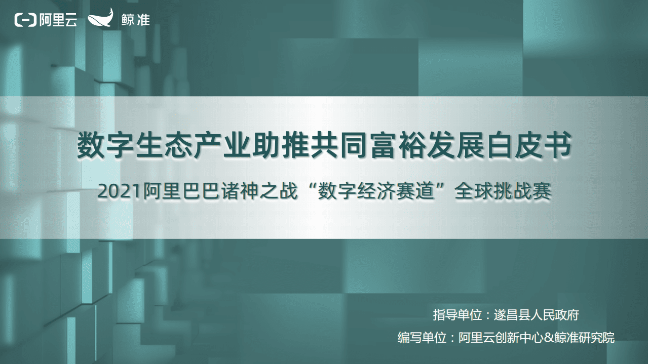阿里云&鲸准研究院：数字生态产业助推共同富裕发展白皮书.pdf 第1页