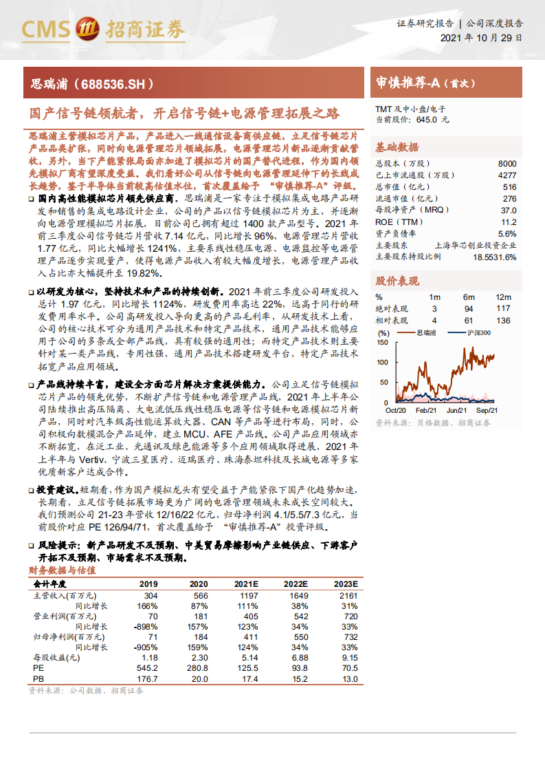 思瑞浦-国产信号链领航者，开启信号链+电源管理拓展之路-211029.pdf 第1页