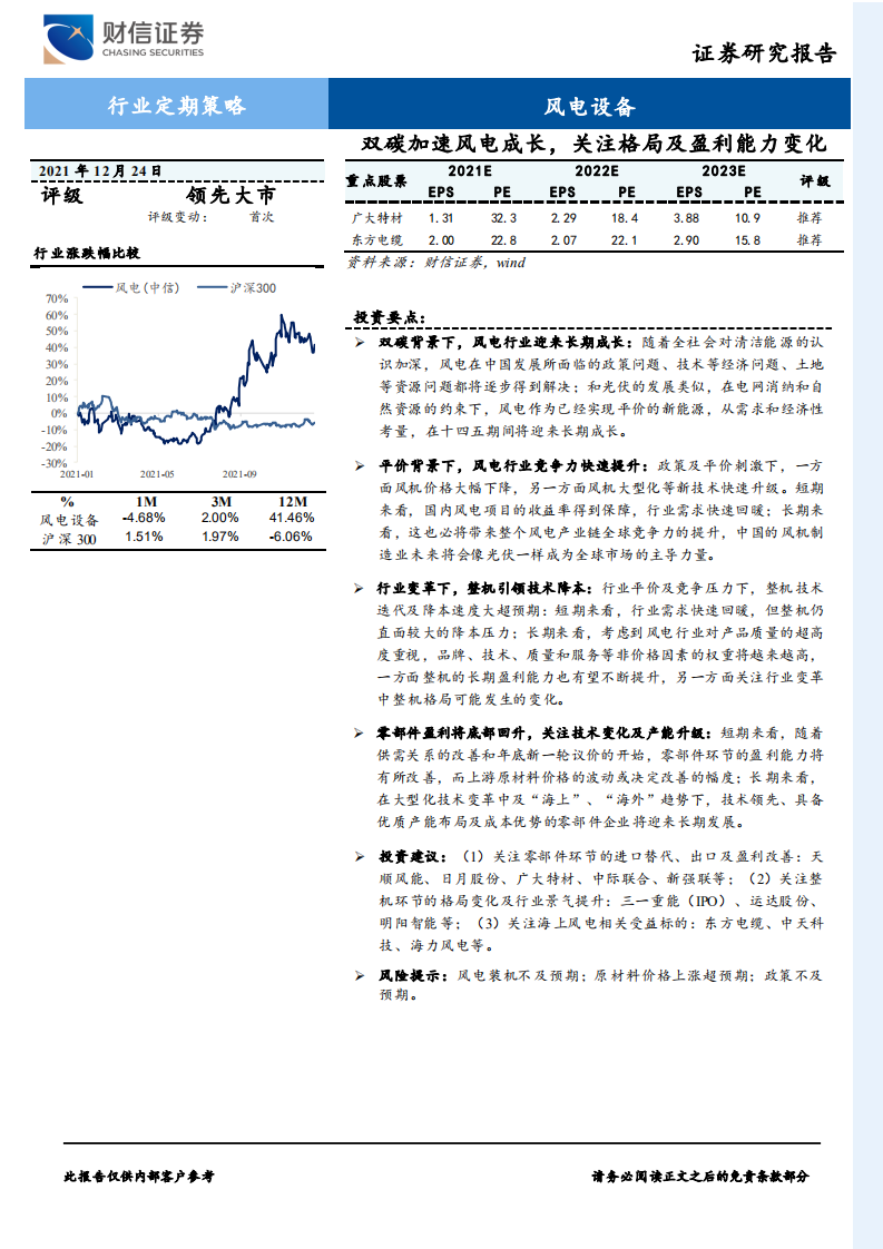 风电设备行业定期策略：双碳加速风电成长，关注格局及盈利能力变化-211224.pdf 第1页