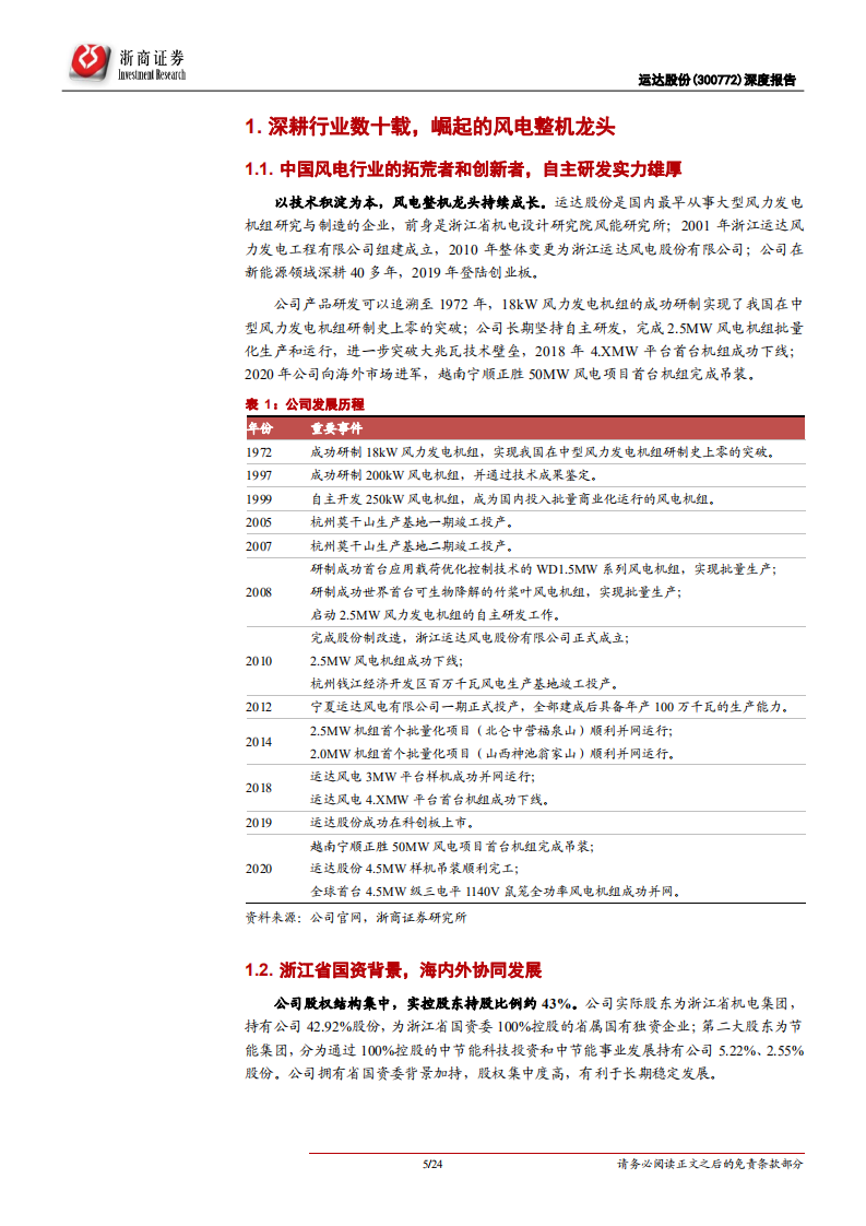 运达股份-首次覆盖报告：厚积薄发，迈向第一梯队的风电整机龙头-210905.pdf 第5页