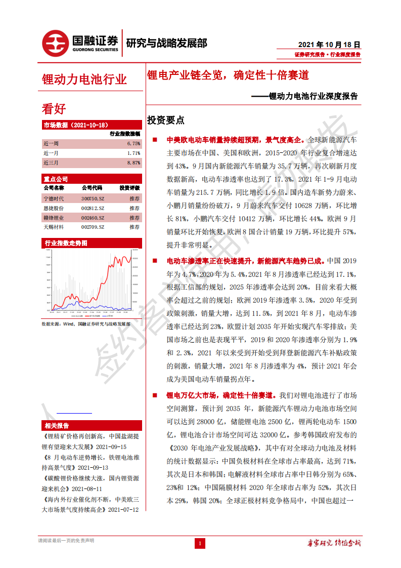 锂动力电池行业深度报告：锂电产业链全览，确定性十倍赛道-211018.pdf 第1页