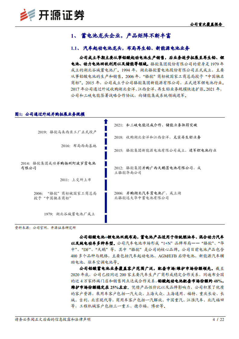 骆驼股份-公司首次覆盖报告：起动电池龙头行稳致远，布局储能带来全新增量-20211216.pdf 第4页