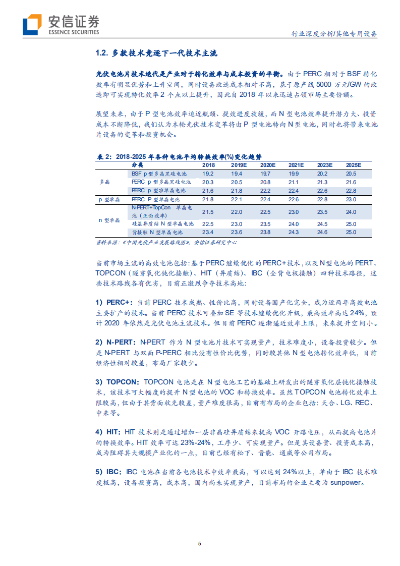 其他专用设备行业：设备推动电池片技术迭代，有望带来换机浪潮-200212.pdf 第5页