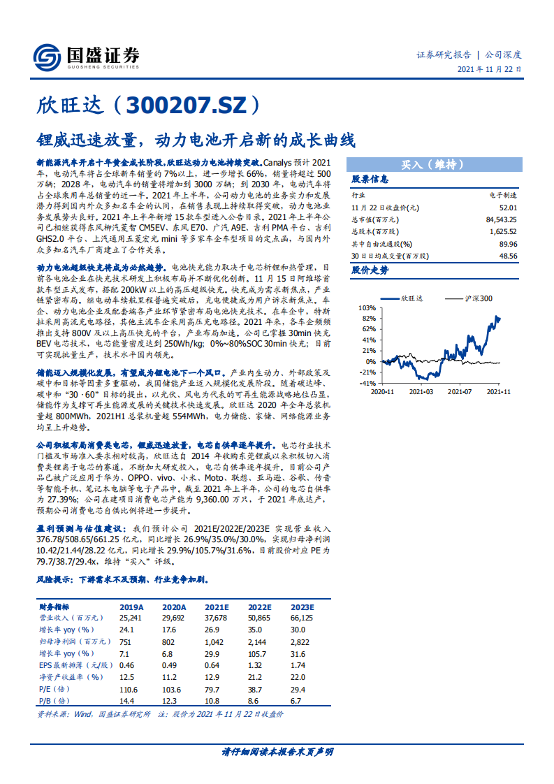 欣旺达-锂威迅速放量，动力电池开启新的成长曲线-211122.pdf 第1页